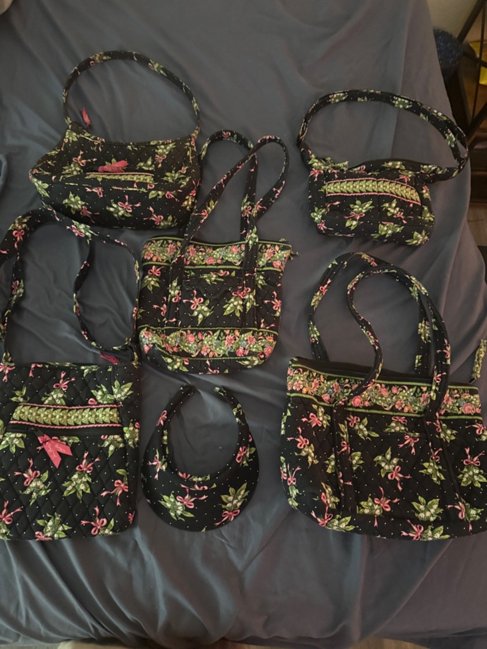 Vera Bradley Black Quilted Floral Shoulder & Crossbody Bag Set - 2006 New Hope